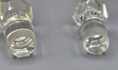 Pair of white crystal decanters with their...