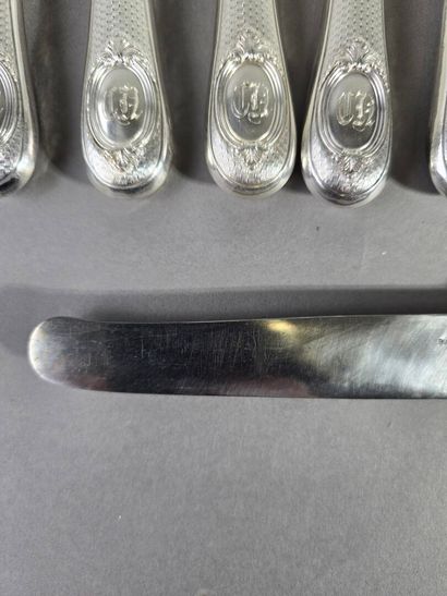 Set of 12 Louis XV-style table knives with...