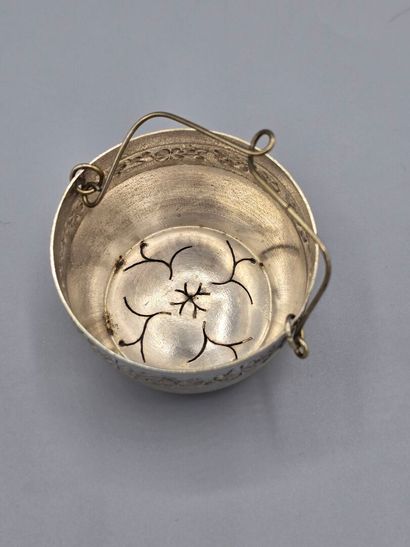 Set of 2 silver-plated tea-pass holders,...