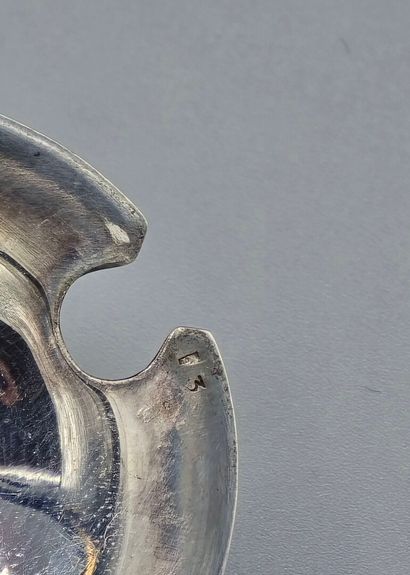 Oval-shaped silver-plated mustard pot on...