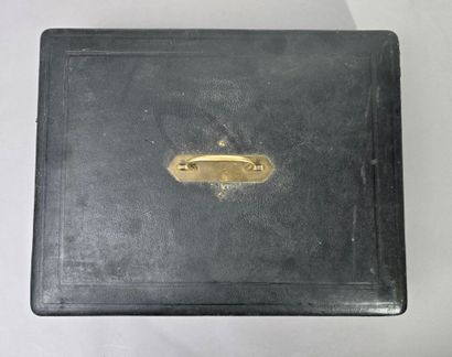 Household chest with leather top lid and...