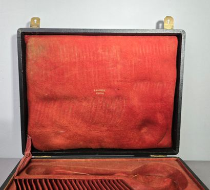 Household chest with leather top lid and...