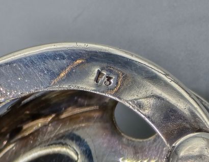 Oval-shaped silver-plated mustard pot on...