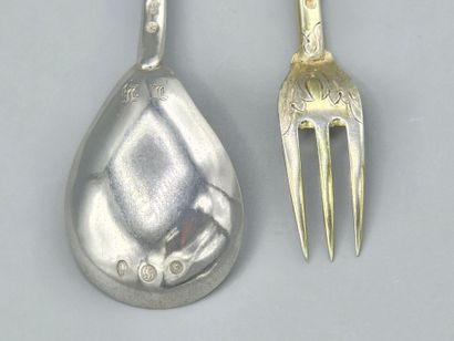 Couvert danois en argent et vermeil, complet...