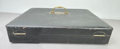 Household chest with leather top lid and...