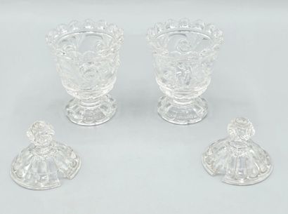 BACCARAT
Pair of molded crystal covered mustard...