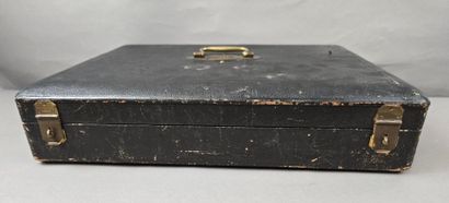Large household set, leather top with brass...