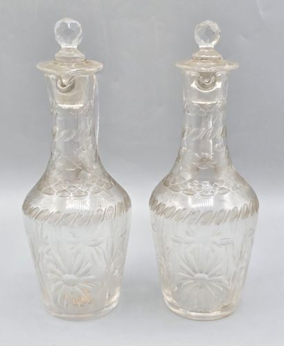 Pair of white crystal decanters, probably...