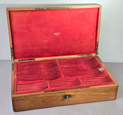 A large wooden household set, with a central...