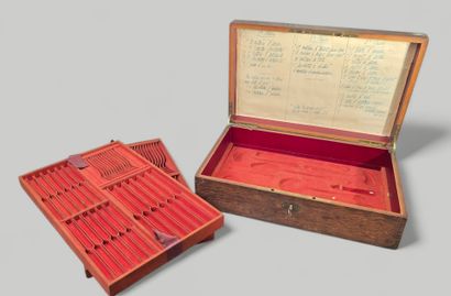 Large wooden household set with brass side...