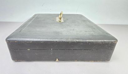 Household chest with leather top lid and...