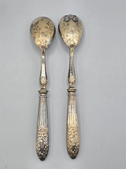 Set of silver-plated metal items including:
-...