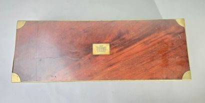 A mahogany household chest with brass fillets...