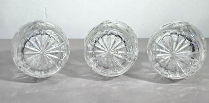 Beautiful set of 3 large white crystal decanters...