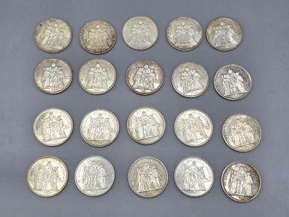 Lot de 20 pièces en argent dit Hercule 10...