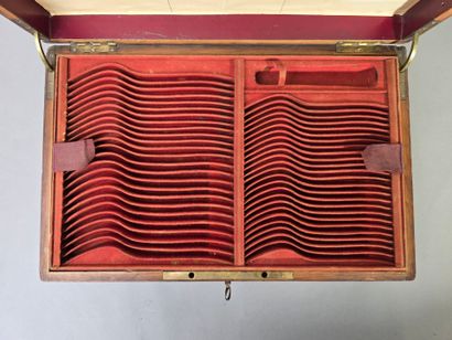 Large wooden household set with brass side...