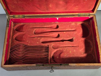 Household chest, probably oak with brass...