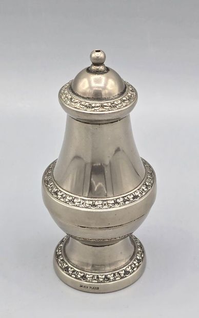Baluster-shaped silver-plated salt cellar...