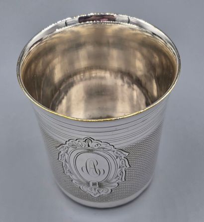 FRENAIS
Timbale and sugar tongs in silver-plated...