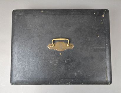 Large household set, leather top with brass...