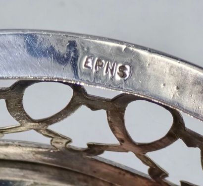 Oval-shaped silver-plated mustard pot on...