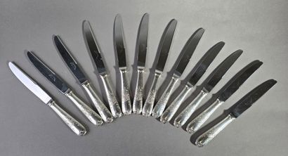 Set of 12 Louis XV-style table knives with...