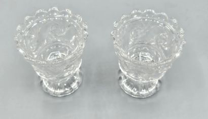 BACCARAT
Pair of molded crystal covered mustard...