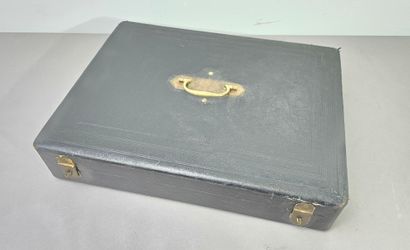 Household chest with leather top lid and...
