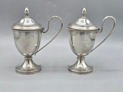 Paire de moutardiers en argent (?)ou métal...