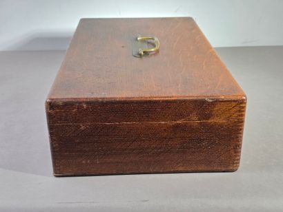 Household chest, probably oak with brass...