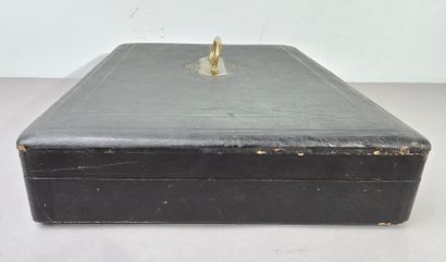Household chest with leather top lid and...