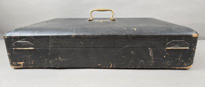 Large household set, leather top with brass...