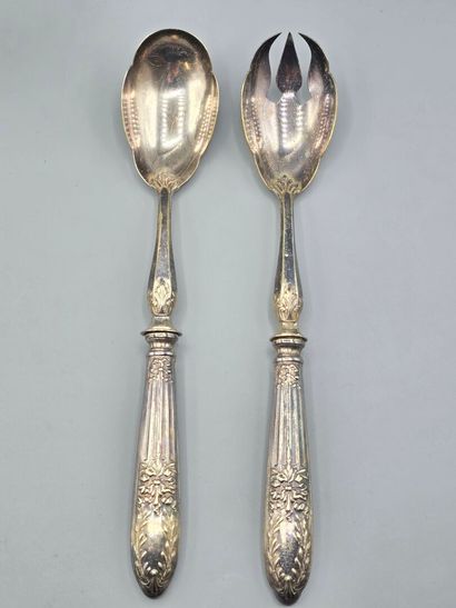 Set of silver-plated metal items including:
-...