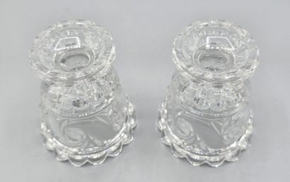 BACCARAT
Pair of molded crystal covered mustard...