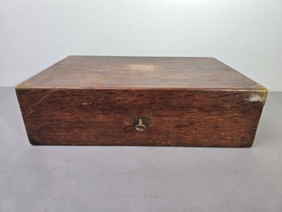 Large wooden household set with brass side...