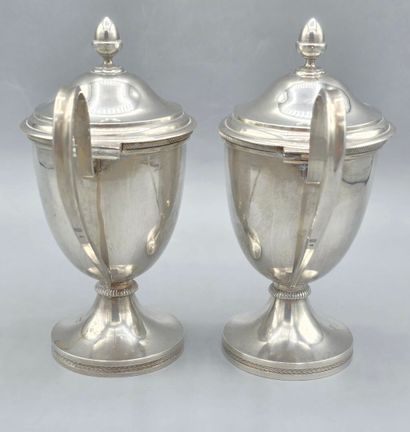 Paire de moutardiers en argent (?)ou métal...