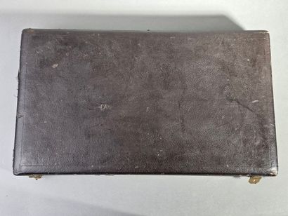 Household chest with leather-covered lid.

Interior...