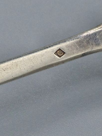 Réunion de 2 pelles et une louchette en argent...