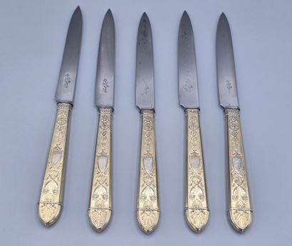 ODIOT et HENIN
Service de 5 couteaux à entremets/...
