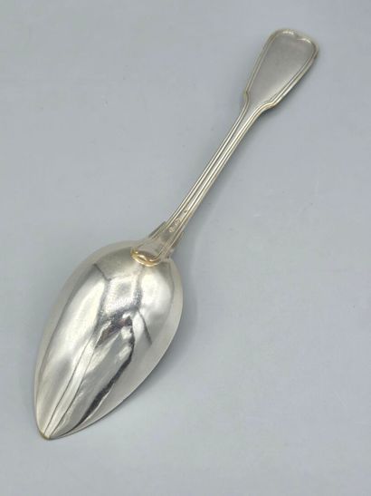 Silver-plated stew spoon.

Weight mark and...