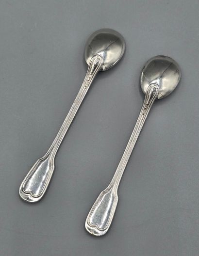 CHRISTOFLE
Pair of salt scoops and an egg...