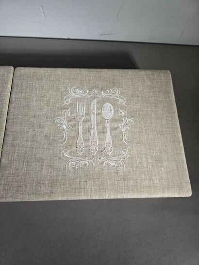 Pair of cutlery storage boxes, lined on the...
