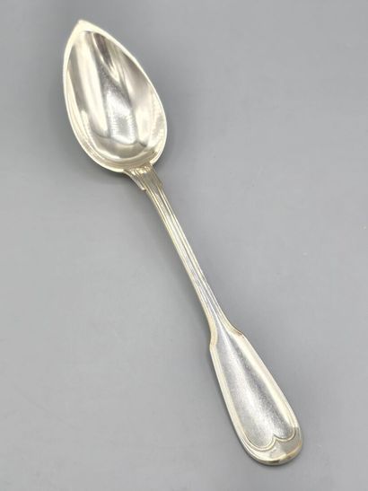 Silver-plated stew spoon.

Weight mark and...
