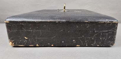 Large household set, leather top with brass...