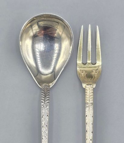 Couvert danois en argent et vermeil, complet...