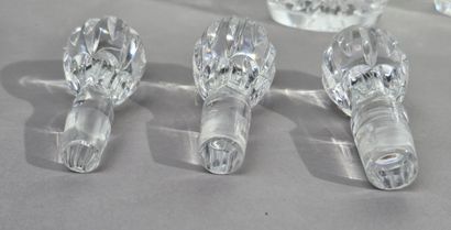 Beautiful set of 3 large white crystal decanters...
