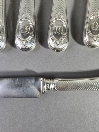 Set of 12 Louis XV-style table knives with...