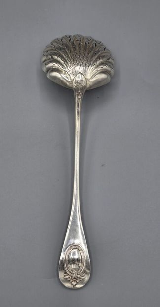 Silver-plated baguette sugar spoon with 