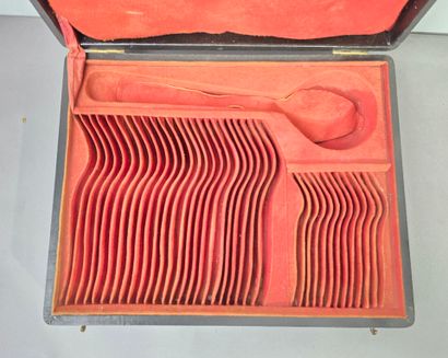 Household chest with leather top lid and...