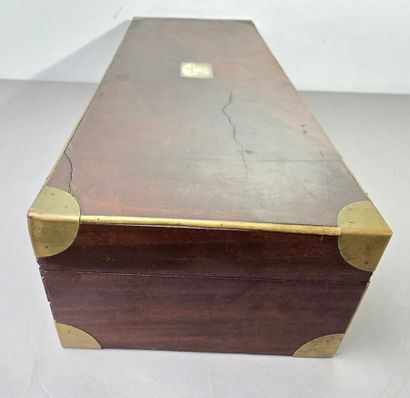 A mahogany household chest with brass fillets...